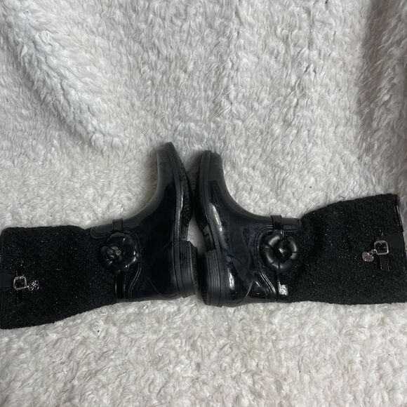 Stuart Weitzman girl Waltz Black mid calf rain boots glitter accent size 3 - Picture 12 of 12